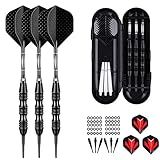 sanfeng Professional Soft Tip Darts Set 20 Grams W/ 50 O-Rings- 30 Darts Plastic Tip + Black Aluminum Shafts + 6 Standard Flights + Portable Case for Electronic Dart Board