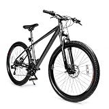 SmiloSprk 26" Mountain Bike for Men & Adults, Shimano Rear Derailleur, Twist Grip Shifter, Dual Disc Brakes, Lockout Fork, 2.35" All-Terrain Tires, Steel Frame, 85% Pre-Assembled, Grey