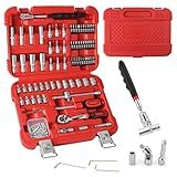 LLNDEI 106PCS 1/4-inch Drive Socket Set with Wrench, CR-V Steel Kit, Ratchet Handle, Screwdriver Bit Set & Magnetic Pickup Tool, With 11x8x2.5-inch Carrying Case