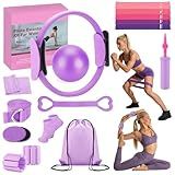 Pilates Kit for Home Workouts – Pilates Equipment Set with Ring, Ball, Resistance Bands, Pilates Accessories, Pilates Essentials Kit for Women, Yoga & Workout Sets, Pilates Sets for Home Exercise