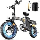 DTTZH A12 1000W Folding Ebikes for Adults, 28MPH Electric Bike Foldable, 14" Commuter Foldable Ebike, 750W Motor Folding Electric Bicycle, 48V 15Ah Battery UL 2849 Certified, 60 Miles Range (Gray)
