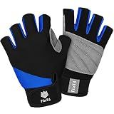 FitsT4 Sports Half Finger Padded Palm Gloves for Diving, Sailing, Jet Skiing, Stand-UP Boarding, Kayaking and Water Skiing, Suitable for Men&Women&Youth Blue L