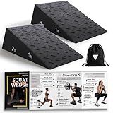Folaps Squat Wedge Block with Guide for Heel Elevated Squat Weightlifting Slant Board for Squats with Carry Bag to Improve Mobility Balance and Strength