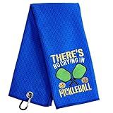 Aikiprety Funny Golf Towel Embroidered Golf Towels for Golf Bags with Clip, Golf Gifts for Men Women, Golf Towel Accessories Christmas Birthday Gift for Grandpa Father Fan, Pickleball Blue