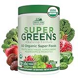 Country Farms Organic Super Greens Powder, 50 Organic Superfoods, Daily Greens Drink Mix with Fruits, Vegetables, Fiber, Probiotics & Mushrooms, Supports Energy, Gut Health & Digestion, Natural Flavor