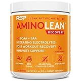 AminoLean Hydrating Electrolyte Powder and Recovery Drink with Sea Minerals, Nootropic Mushrooms, and Vegan Amino Acids, BCAAs + EAAs for Post Workout Muscle Building, Blood Orange