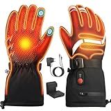 Heated Gloves Gifts for Men Women, 7.4V Fast Heating Rechargeable Electric Heated Gloves, Touchscreen Waterproof Heating Gloves for Motorcycle Driving Hiking Skiing Outdoor Sport (Large)