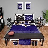 FOCO Baltimore Ravens NFL Team Color Bed In a Bag Comforter Bedding 3 Piece Full Set