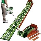 Kalramay Putting Green Indoor Golf Putting Mat – Easy to Assemble with Automatic Ball Return, Wrinkle-Free Close to Real Green Speed, Suitable for Office, Recreation Room, Patio