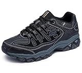 Skechers Men's Afterburn M. Fit Fashion Sneakers – Leather Upper, Memory Foam Insole, Rubber Outsole, Black/Charcoal, 13 X-Wide