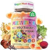Envycure 41-in-1 Vegan Methylated Multivitamin Gummies for Women Men w/Iron, B12 D3, Omega 3, Daily Vitamins for Adults, Fill Nutrient Gaps for Vegans & Vegetarians, Energy, Brain, Immune, Antioxidant