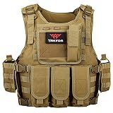 YAKEDA Outdoor Tactical Airsoft Vest Adjustable Fit Adult (Tan)