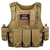 YAKEDA Outdoor Tactical Airsoft Vest Adjustable Fit Adult (Tan)