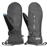 OutdoorMaster Ski Snow Mittens for Women & Men, Thermal Snowboard Ski Gloves Screen Touch, Warm Winter Anti-Slip Waterproof with Double-Pocket for Cold Weather Sports, Skiing, Snowboarding