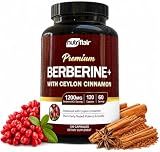 NutriFlair Berberine HCl 1200mg, 120 Capsules - Plus Ceylon Cinnamon, Berberine HCI Root Supplements Pills - Made in USA