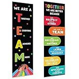 Andaz Press 13"x48" Large Team Classroom Banner Poster Sign for Teachers Bulletin Board Door Wall Decor, Diversity Theme, Classic Rainbow Decorations for Preschool, Elementary, Middle School, 2-Pack
