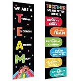 Andaz Press 13"x48" Large Team Classroom Banner Poster Sign for Teachers Bulletin Board Door Wall Decor, Diversity Theme, Classic Rainbow Decorations for Preschool, Elementary, Middle School, 2-Pack