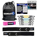 Kinetic Bands Cheer Combo Flexibility Fitness Training Kit (Leg Resistance Bands, Stunt Strap, Training DVD) From Myosource (Under 110 Pounds (Pink Stunt Strap))