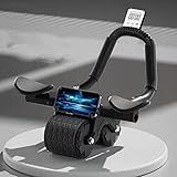 Bersauji 2023 New Ab Roller Wheel with Knee Mat &Timer, Automatic Rebound Abdominal Wheel, Ab Abdominal Exercise Roller with Elbow Support, Abs Workout Equipment Ab Exercise Roller for Women Men