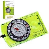 Outdoor Compass with Adjustable Declination, Magnifier, Ruler, Scale, Multifunctional Kids Waterproof Compass for Map Reading, Hiking, Camping, Navigation and Survival.
