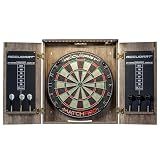 Accudart Match Pro Dartboard Cabinet Set – Official 18” Sisal Board, Self‑Healing Fibers, Modern Woodgrain Cabinet, Built‑in Dart Holders, Auto LED Lighting – Includes Scoreboards & Steel‑Tip Darts