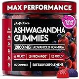 Ashwagandha Gummies – 120 Count - 2000 MG Ashwagandha Supplements with L-Theanine, GABA, Magnesium, Zinc & Vitamin D3 – Sugar-Free, Vegan, Non-GMO–Natural Support for Balance
