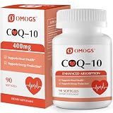 OMOGS CoQ10 400mg Softgels, Coenzyme Q10 High Absorption Supplements Support Heart Health, Cardiovascular Health, Immune System & Cellular Energy Production, Gluten Free, 90 Softgels