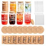 40 Pcs/8 Sets Employee Appreciation Gifts Glass Cups with Coasters, Straws, Gift Bags – Thank You Gifts for Coworkers, Teachers, Nurses, Staff, for Office, School, Team Building, Birthday & Holiday