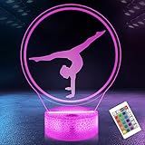 OkiyiD Gymnastics Gifts for Girls - 3D Gymnastics Night Light with 16 RGB Colors, Remote Control Timer Dimmer, Sport Fan Decor for Kids Room, Girls Birthday Gifts