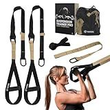 THYSOL® Resistance Trainer Pro Exercise Straps Army | Sling Trainer Set with Adjustable Door Anchor | Fitness Home Workouts - Suitable for Travelling & for Training Indoor & Outdoor (Beige)