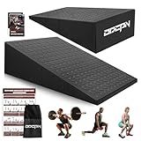 Squat Wedge Block, 2 Pcs Non-slip Heel Elevated Squat Wedge for Weightlifting Workout with Storage & Training Poster, Slant Board for Squats to Improve Squat Mobility Balance & Strength Performance