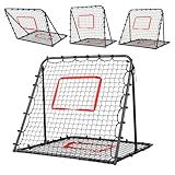 Soccer Rebounder Net 3.3×3.3FT, Double Sided Bounce RebounderNet, Basketball Rebounder, with Adjustable Angle Holes, Suitable for Shooting, Passing, and Ball Control Training for Garden & Indoor Use