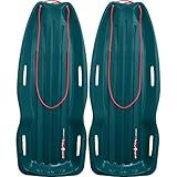 Retrospec Retrorider Plastic Snow Sled for Kids and Adults - Toboggan Style with Pull Rope, Cold-Resistant Construction & Hard Bottom for Fast Downhill Rides