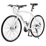 PyroRyd Hybrid Bike for Men & Women - 24 Speed 700C City Bicycle with Disc Brake and All-Terrain Commuter Bike for Urban and Road Riding (White-A)