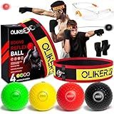 OLIKER Boxing Reflex Ball for Adults, 4 Levels Boxing Ball with 2 Headbands, 1 Pair Gloves and 1 Goggles, Perfect for Reaction, Agility, Punching Speed, Fight Skill and Hand Eye Coordination Training