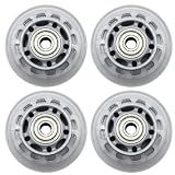 Inline Skate Wheels 64mm, Clear Roller Blade Replacement Wheels with Bearings for Skate, Office Chairs, Luggage (4 Pack)
