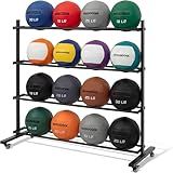 Otoolling 4-Tier Medicine Ball Rack Exercise Ball Storage Rack with Wheels Holds up to 20 Medicine, Slam, and Wall Balls Heavy Duty Gym Organizer