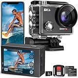 Hiicam Action Camera 5K 30FPS Waterproof Camera Underwater 131FT with EIS WiFi App Remote Control 64GB Card 170° Wide Angle Sports Helmet Bike Video Black with 64GB Card