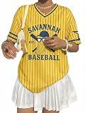 Baseball Jersey Shirts for Women - Baseball Savannah V Neck Clothes Tops
