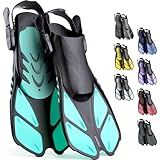 CAPAS Snorkel Fins, Swim Fins Travel Size Short Adjustable for Snorkeling Diving Adult Men Women Kids Open Heel Swimming Flippers
