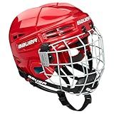 Bauer Prodigy Hockey Helmet Combo with Facemask Cage, Youth Size (Red)