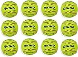 Champion Sports 11" Synthetic Leather Cover Softballs - Cork Core - Medium Compression - NFHS Approved - Raised Seams - Optic Yellow - Pack of 12