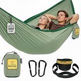 Wise Owl Outfitters Camping Hammock – 500lbs Portable Hammock with Tree Straps - Travel, Backpacking, Hiking, Outdoors Camping Gear - Double