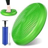 Special Supplies Stability Cushion Balance Pad for Core Strength Trainer and Flexibility, Tactile Sensory Disc for Standing or Sitting, Soft Molded Spike Surface, Includes Air Pump (Green)