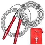 High Speed Weighted Jump Rope - Premium Quality Tangle-Free - Self-Locking Screw-Free Design - Skipping Rope for Workout Fitness, Crossfit & Home Exercises (Red)