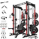 RitFit M1 Pro Smith Machine Package, All-in-One Power Cage with Weight Stack Set, Includes LAT Pulldown & Cable Crossover System for Home Gym