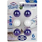 Clorox Fraganzia Deodorizing Balls with Lavender and Eucalyptus Scent, Shoe and Bag Odor Eliminator Balls for Shoes Lockers and Gym Bags with Long Lasting Freshness, 6 Count