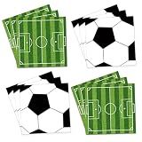 80 Count Soccer Party Napkins 6.5x6.5 Inch– Soccer Ball & Soccer Field Disposable Paper Napkins, 2-Ply Beverage Napkins for Birthday, Sports Watch Party, Game Day & Soccer Celebration
