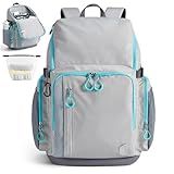 BAGSMART 2 Piece Swim Bag for Swimmers with Shoe Compartment, 35L Waterproof Swim Backpack for Men and Women, Swimming Sports Gym Bag, Light Gray