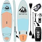 Roc Inflatable Stand Up Paddle Boards with Premium SUP Paddle Board Accessories, Wide Stable Design, Non-Slip Comfort Deck for Youth & Adults (Cloud W Kayak Seat)